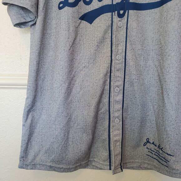 Dodgers Jersey XL Jackie Robinson #42 Gray Los Angeles LA Dodgers 75th Anniv MLB - Picture 4 of 16